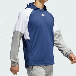 NEW mens ADIDAS hoodie indigo gray and white